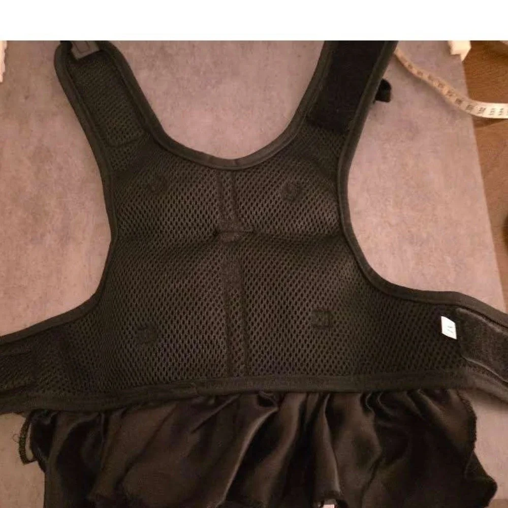Black Sequin Dog Harness Dress Rhinestone Bow Tutu Pet Vest Medium